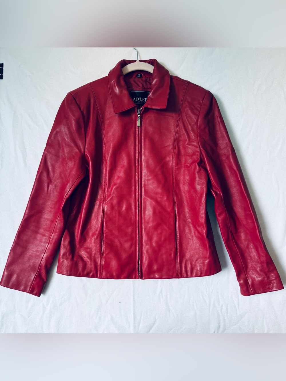 Adler Women's Red Leather Zip-Front Jacket